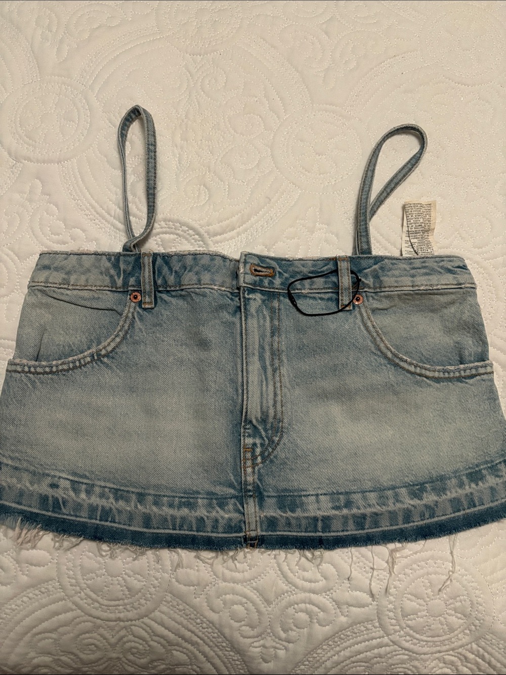 Light Wash Denim Top with Straps